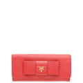 Prada Red Lux Bow Continental Wallet