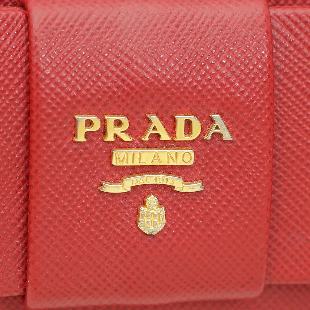 Prada Red Lux Bow Continental Wallet