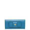 Prada Blue Bow Flap Wallet w/Detachable Card Holder