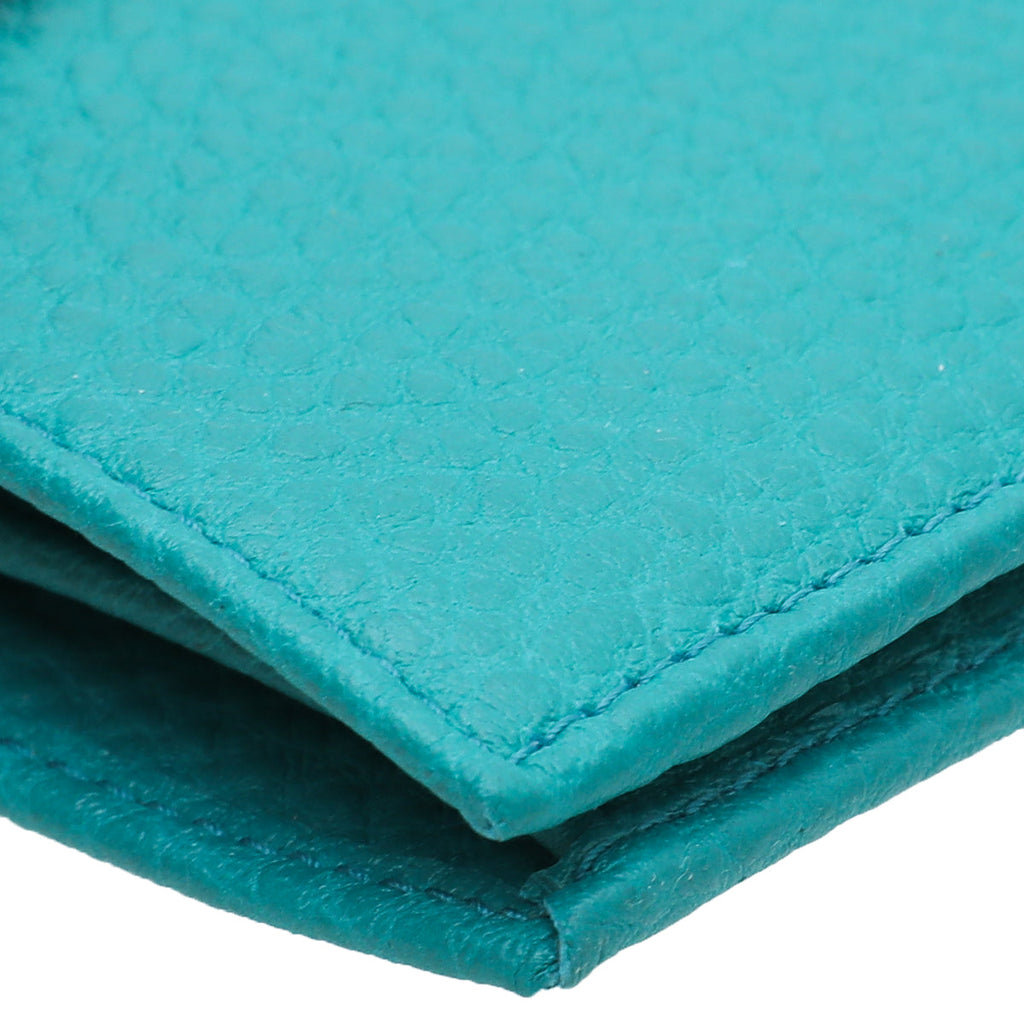 Prada Turquoise Vitello Grain Small Wallet