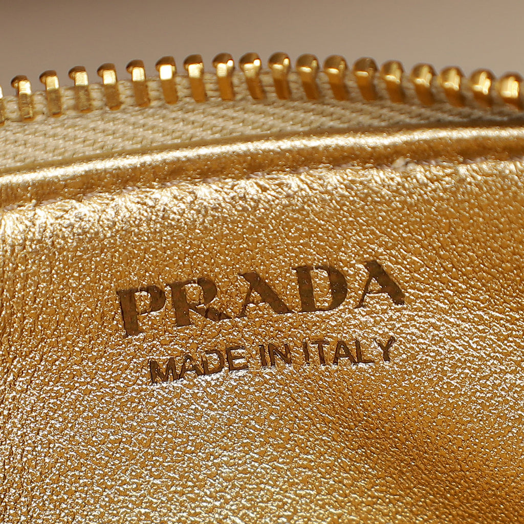 Prada Metallic Gold Zipped Card Holder