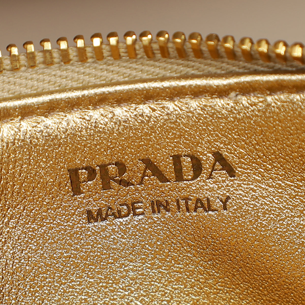 Prada Metallic Gold Zipped Card Holder