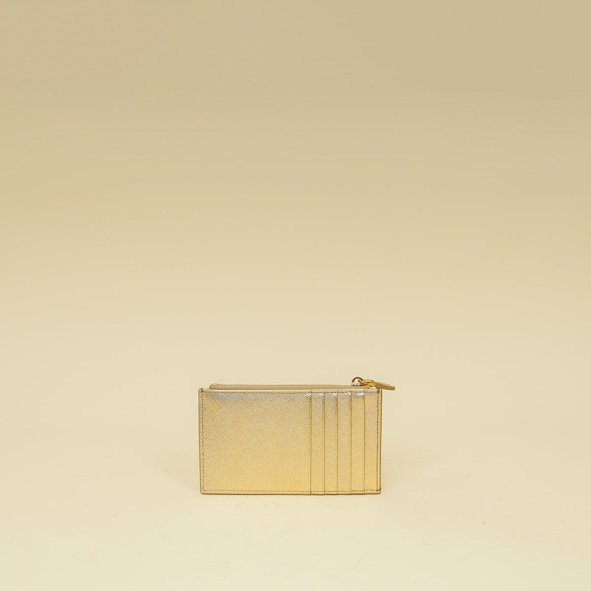 Prada Metallic Gold Zipped Card Holder