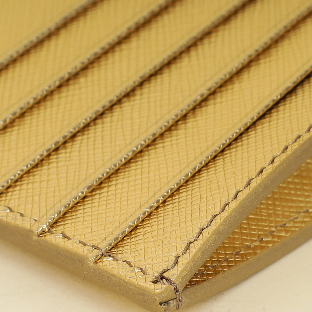 Prada Metallic Gold Zipped Card Holder