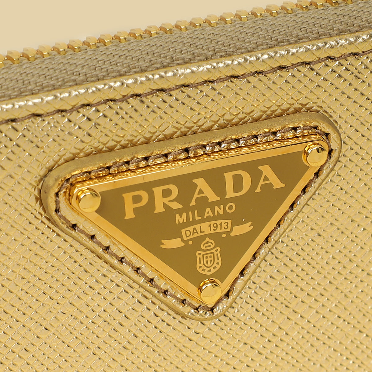 Prada Metallic Gold Zipped Card Holder