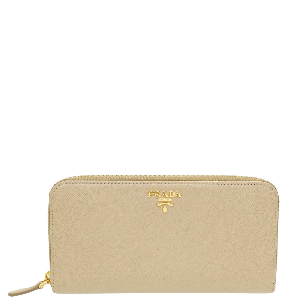 Prada Sabbia Metal Zip Wallet