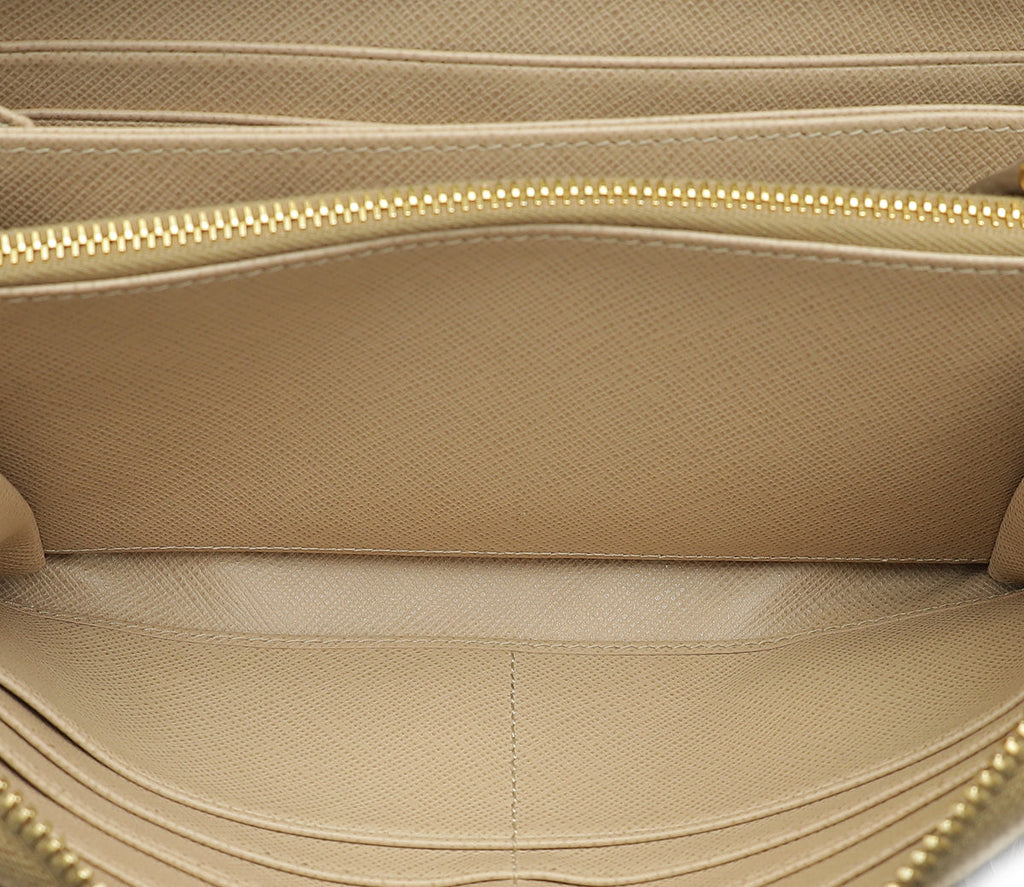 Prada Sabbia Metal Zip Wallet