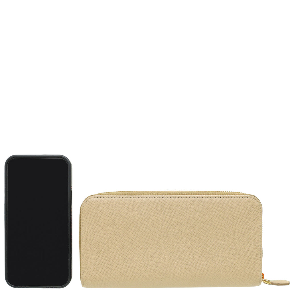 Prada Sabbia Metal Zip Wallet