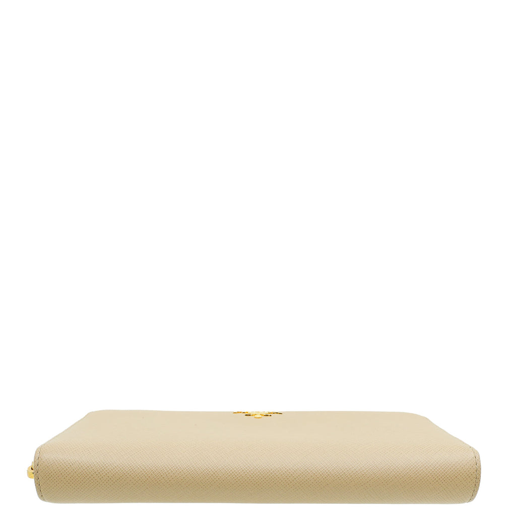 Prada Sabbia Metal Zip Wallet