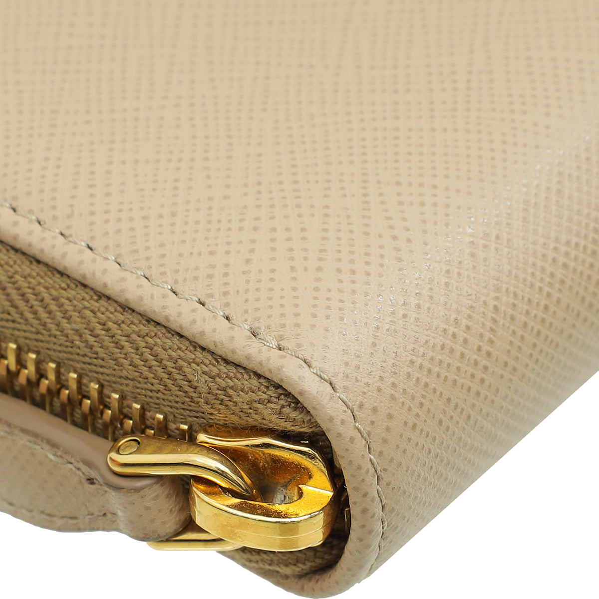Prada Sabbia Metal Zip Wallet