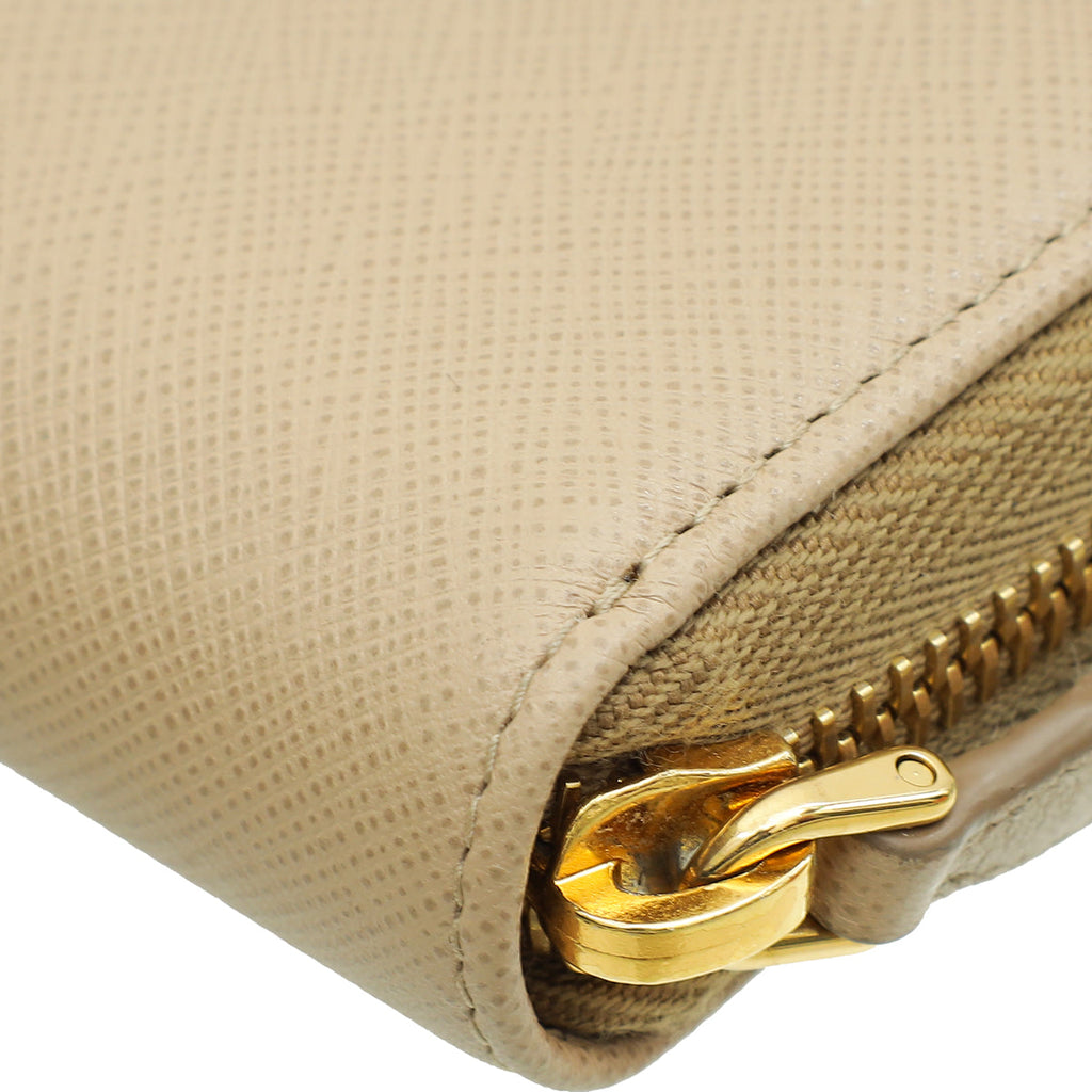 Prada Sabbia Metal Zip Wallet