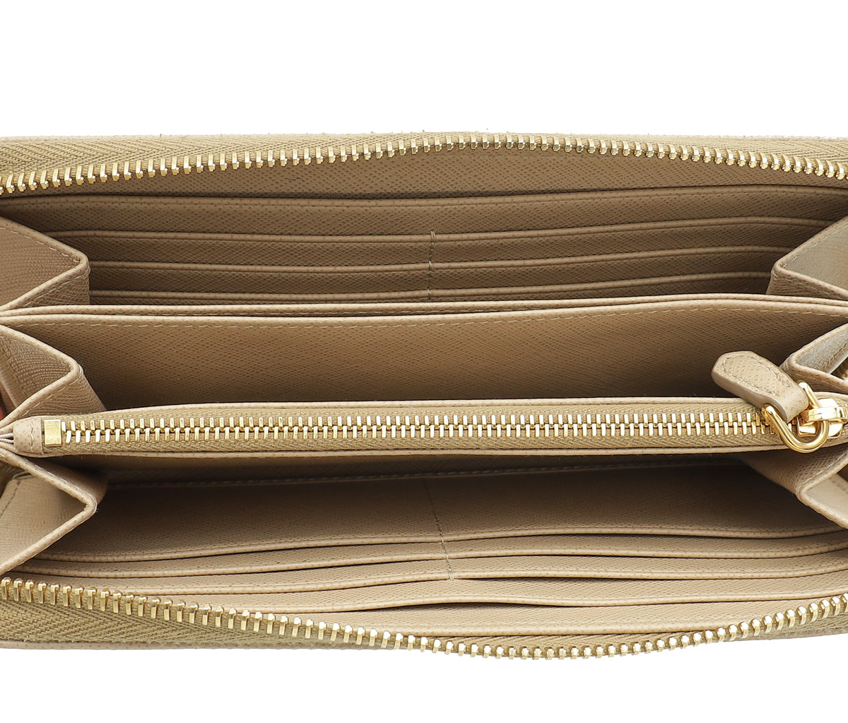 Prada Sabbia Metal Zip Wallet