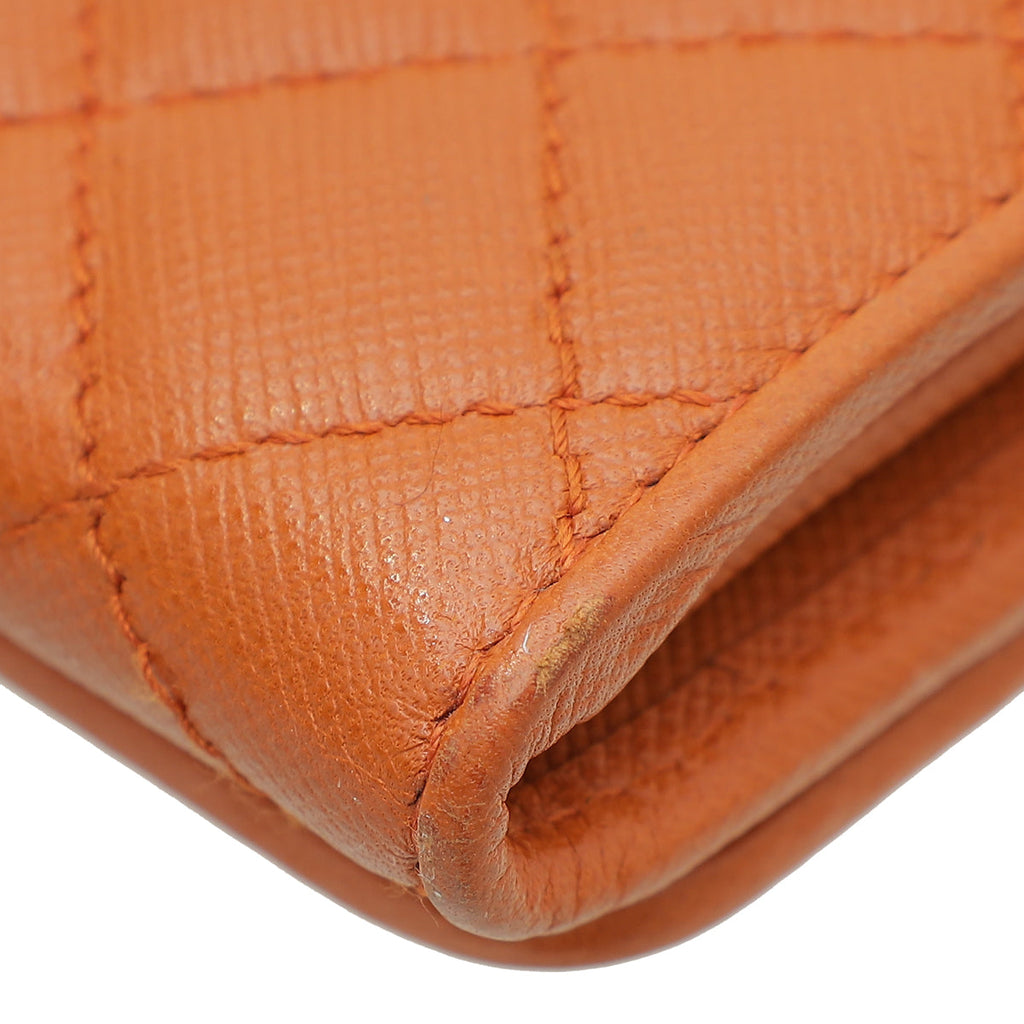 Prada Papaya Quilted Continental Wallet