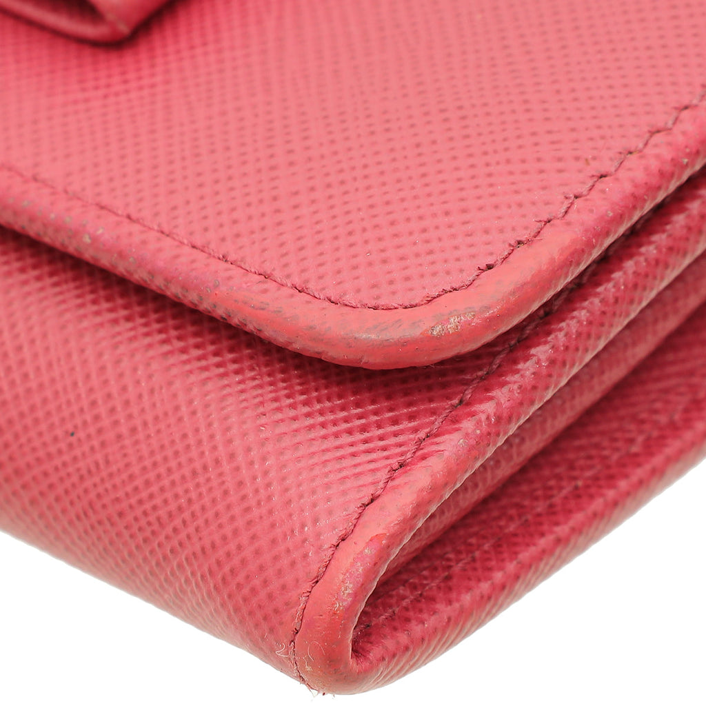 Prada Pink Lux Bow Continental Wallet