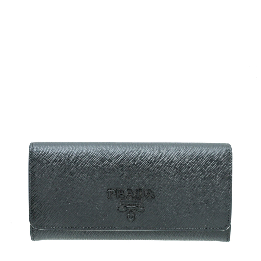 Prada Black Shine Monochrome Large Wallet