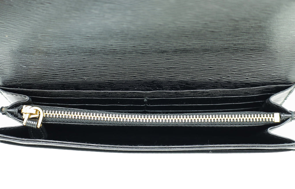 Prada Black Vitello and Tessuto Continental Wallet