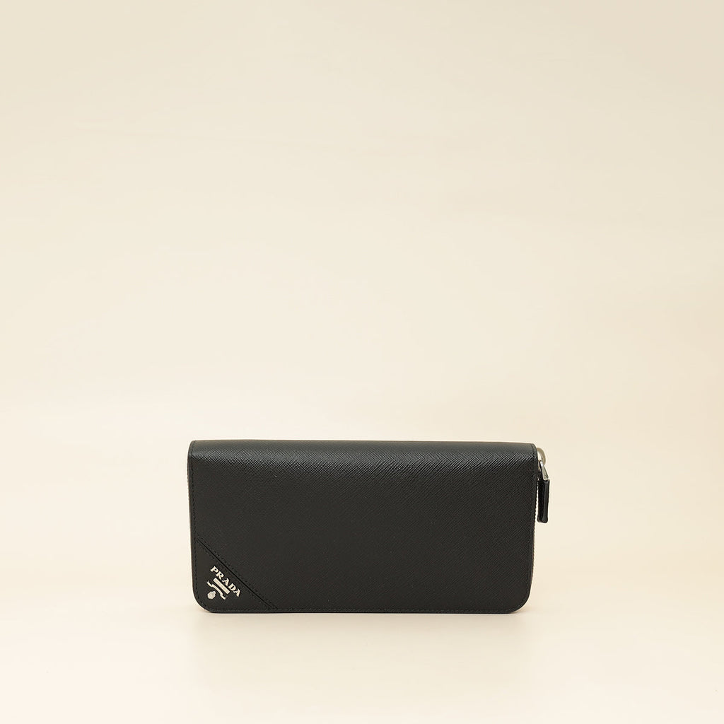 Prada Black Lux Large Zip Wallet