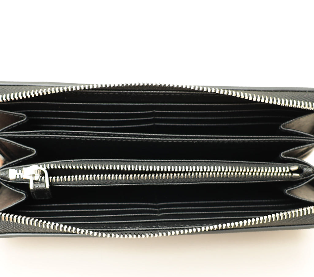 Prada Black Lux Large Zip Wallet