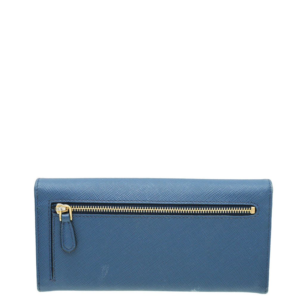 Prada Blue Flap Long Wallet