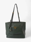 Prada Tote Green Leather