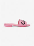 Chanel Logo Slides Pink / Black Leather EU 37 UK 4