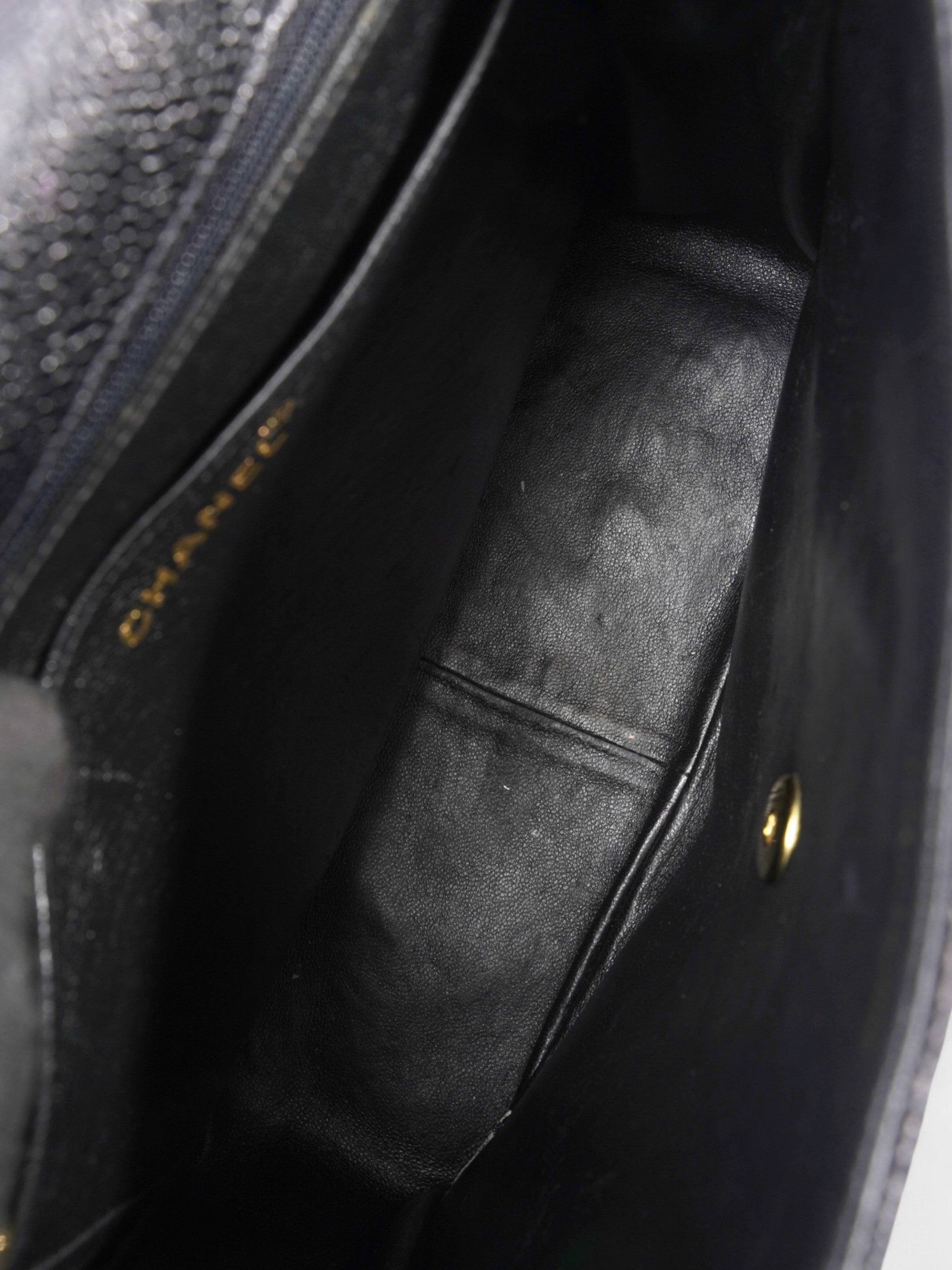 Chanel Square CC Flap Black Caviar Leather Large