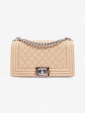 Chanel Boy Bag Beige Caviar Leather Medium