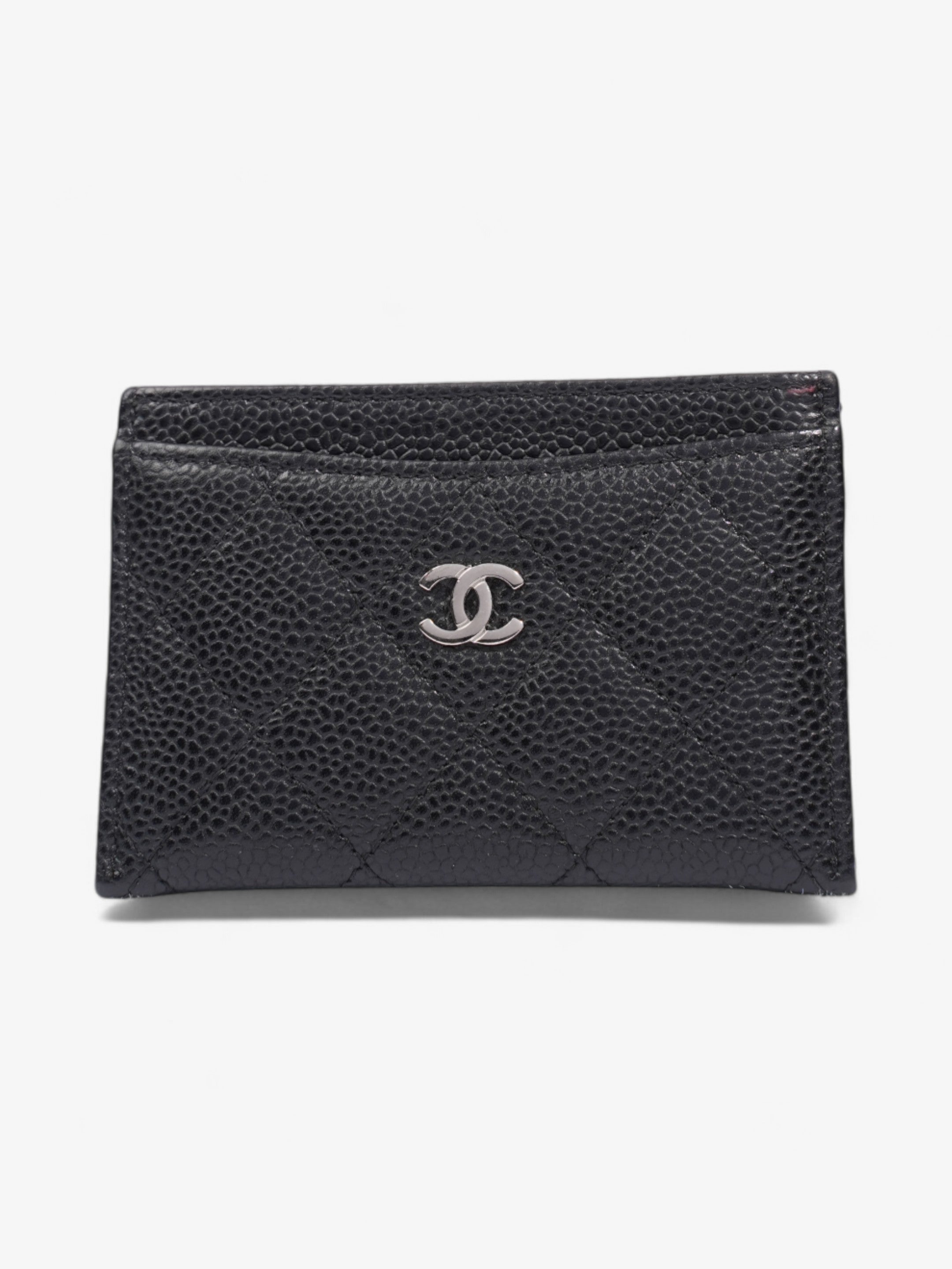 Chanel Card Holder Black / Silver Caviar Leather