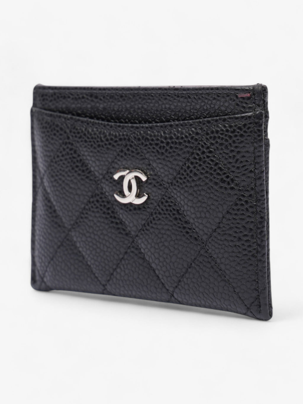 Chanel Card Holder Black / Silver Caviar Leather