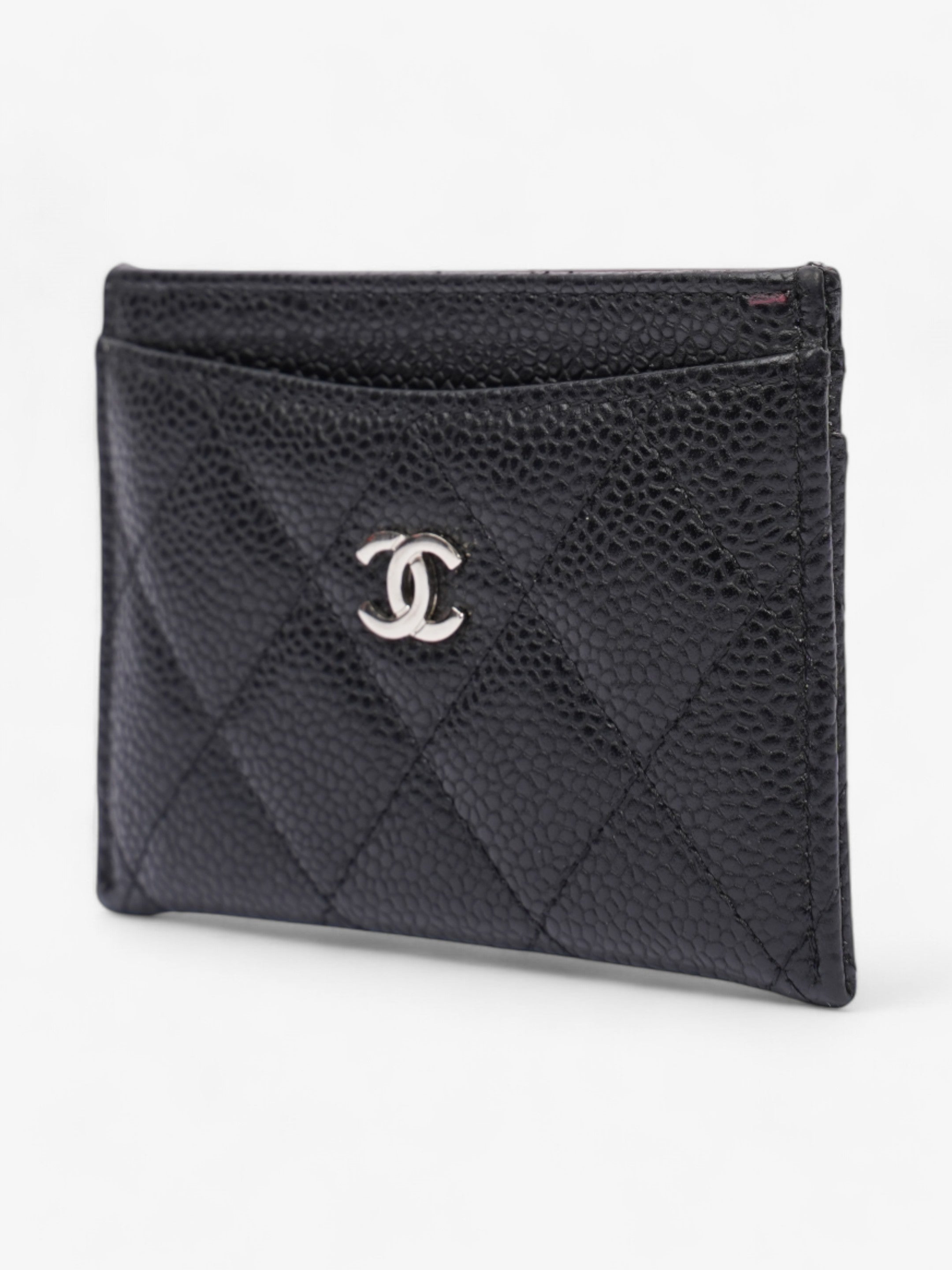 Chanel Card Holder Black / Silver Caviar Leather