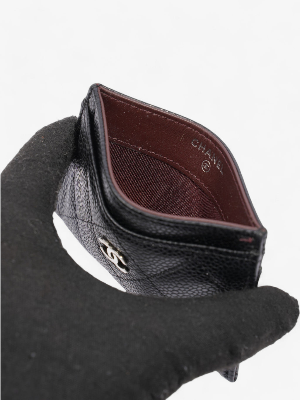 Chanel Card Holder Black / Silver Caviar Leather