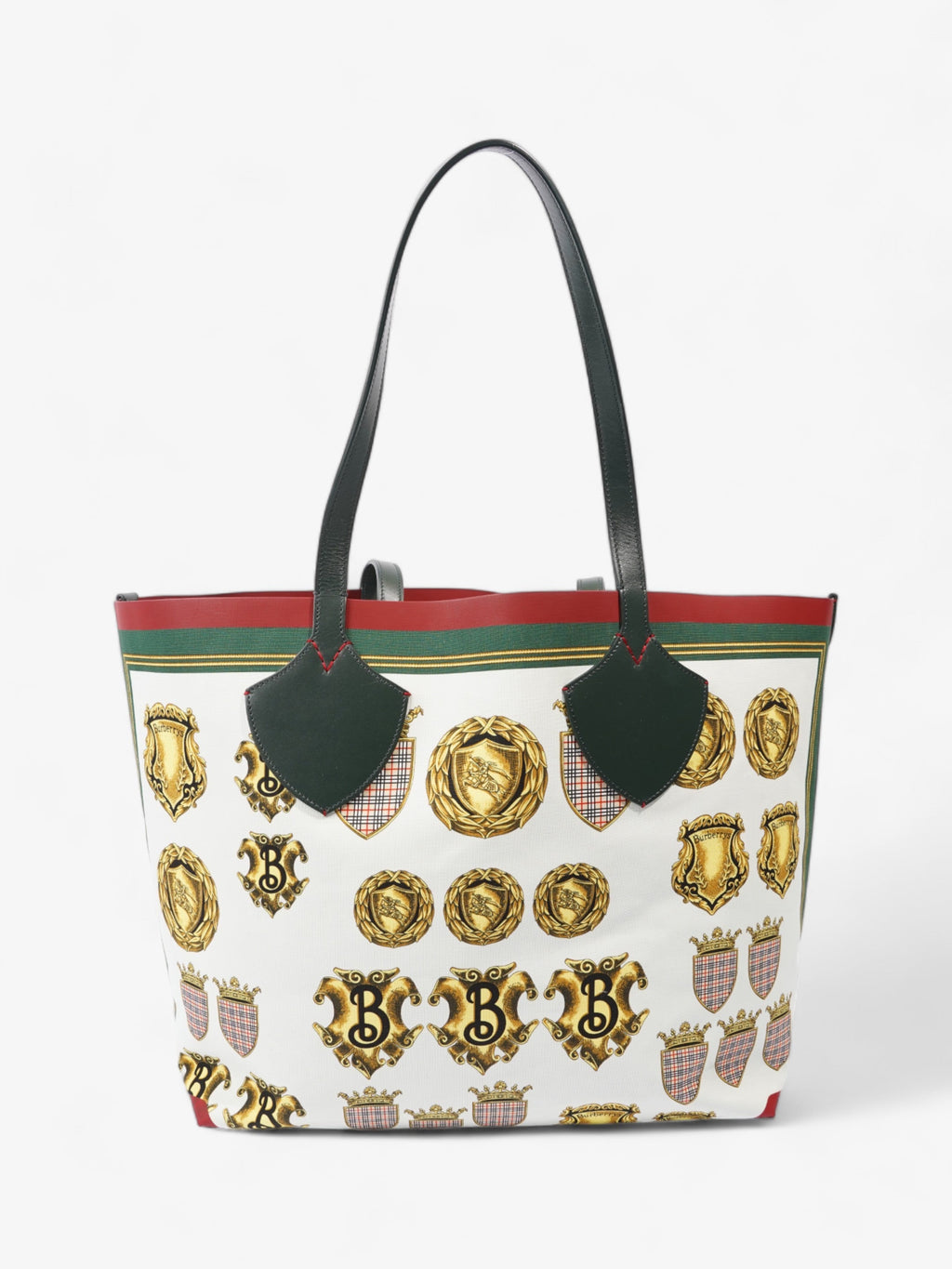 Burberry The Giant Reversible Tote Cream / Gold / Green Cotton