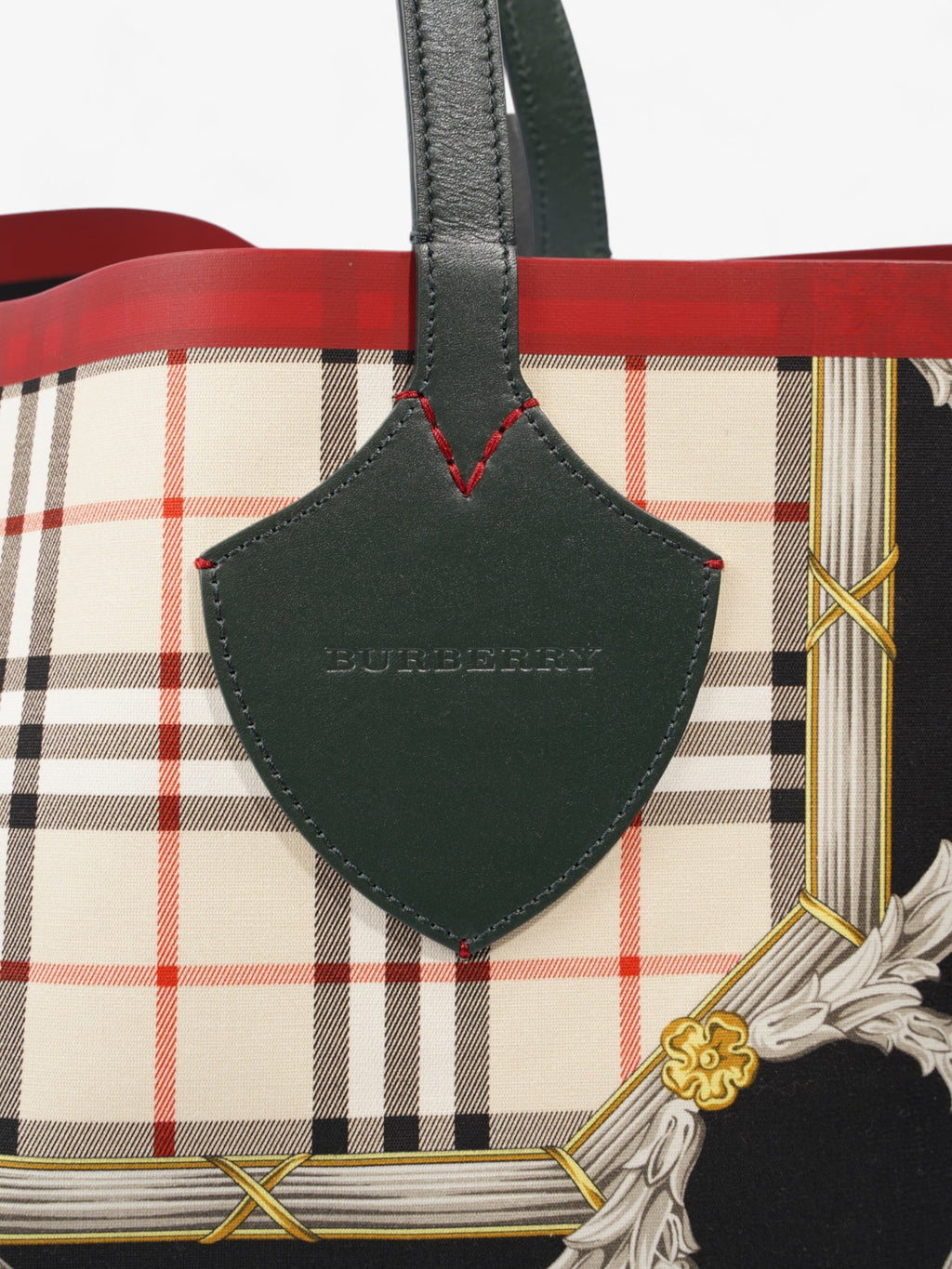 Burberry The Giant Reversible Tote Cream / Gold / Green Cotton