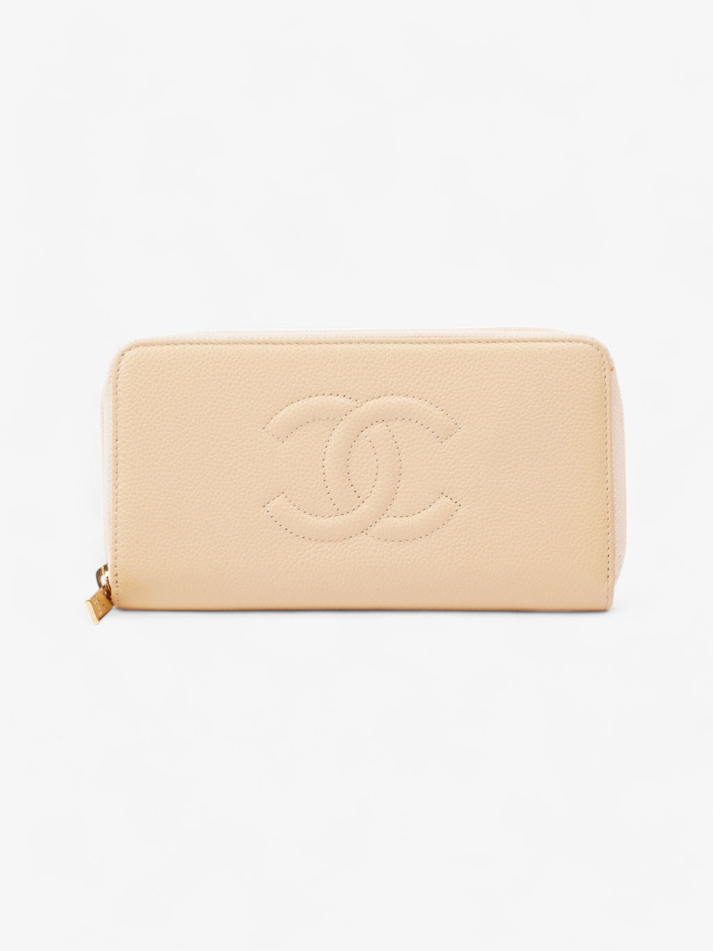Chanel Timeless Long Wallet Beige / Gold Caviar Leather