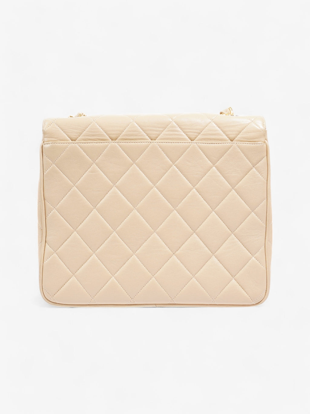 Chanel Vintage Square Flap Beige Lambskin Leather Jumbo