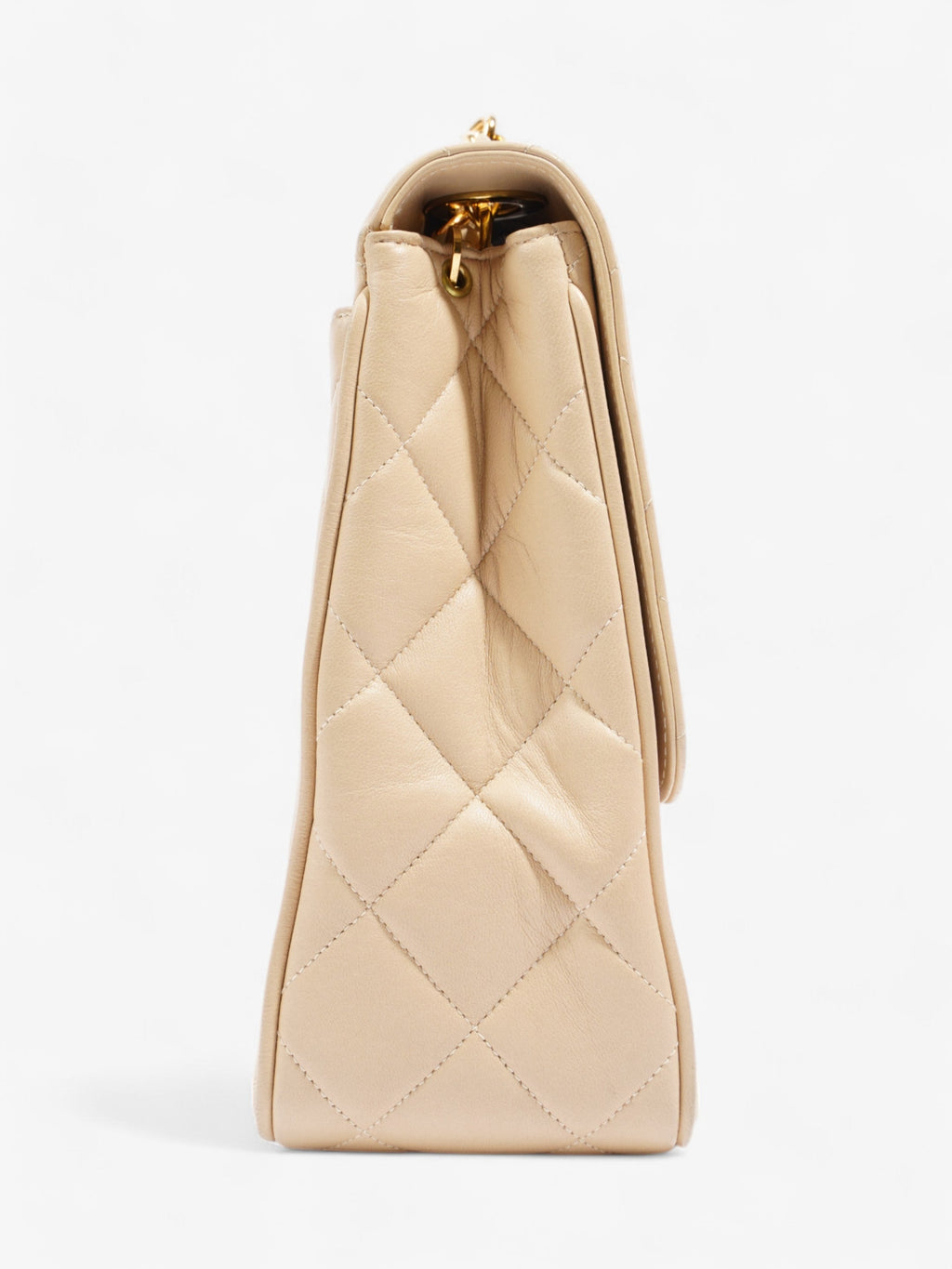 Chanel Vintage Square Flap Beige Lambskin Leather Jumbo