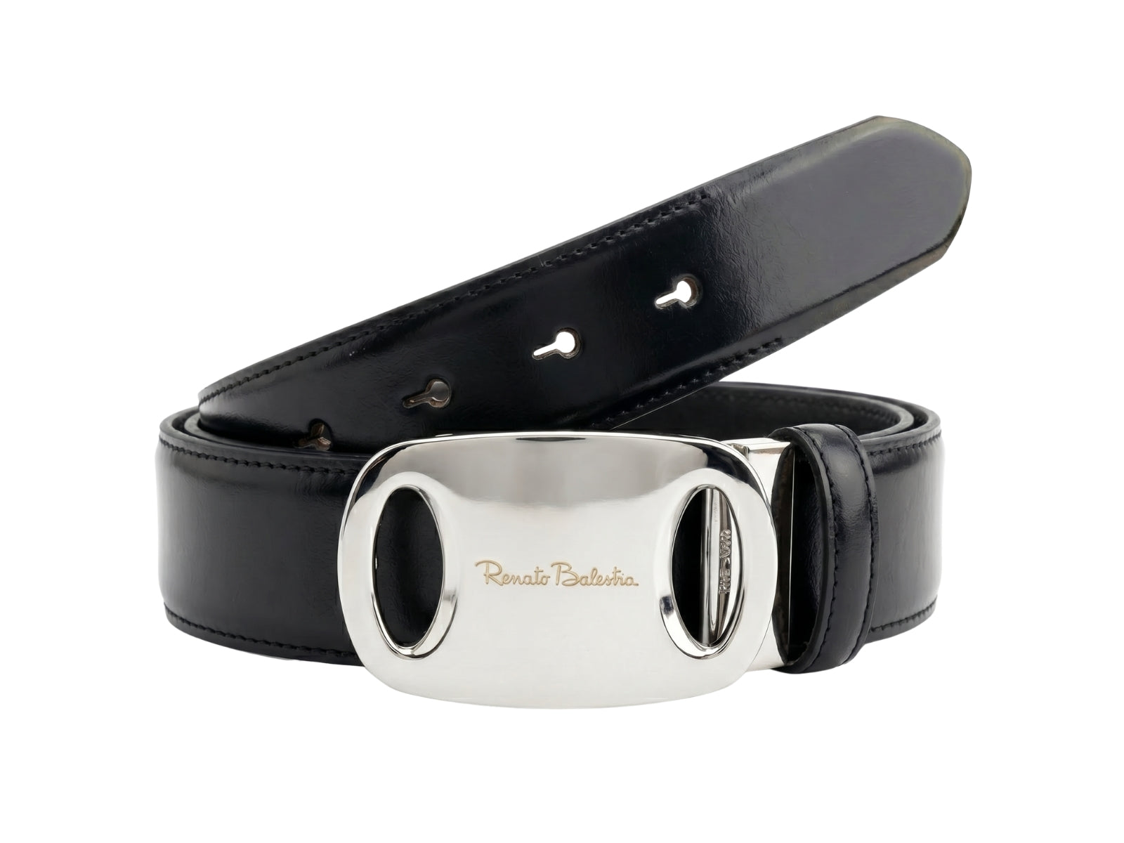 Renato Balestra Napoli Classic Edge Black Adjustable Mens Belt