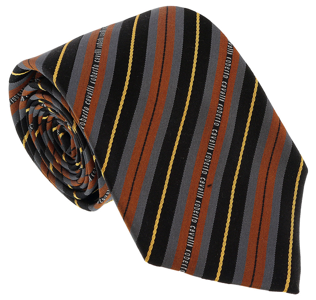 Roberto Cavalli ESZ047 03503 Brown Regimental Stripe Tie