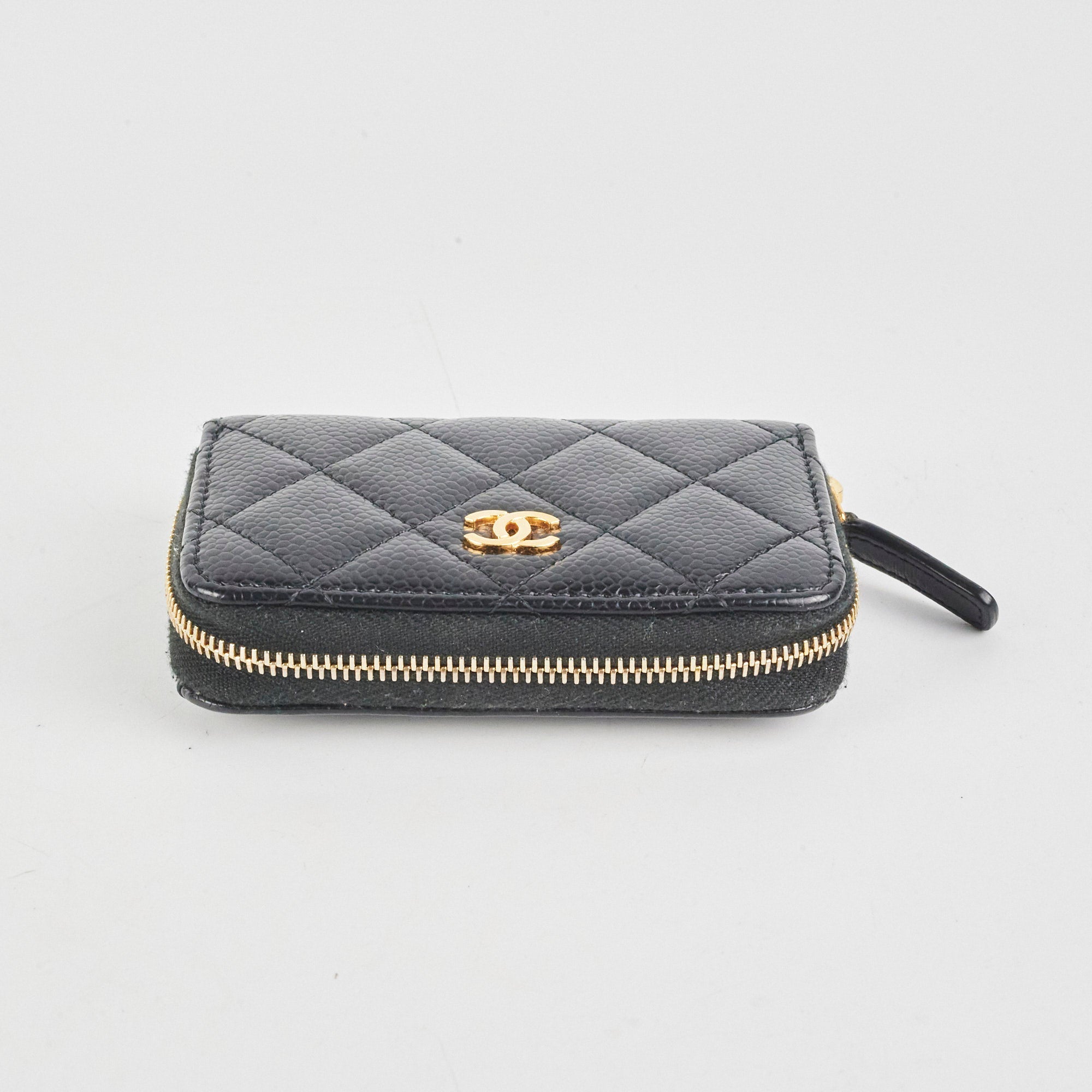 Chanel Zipper Card Holder Caviar Black