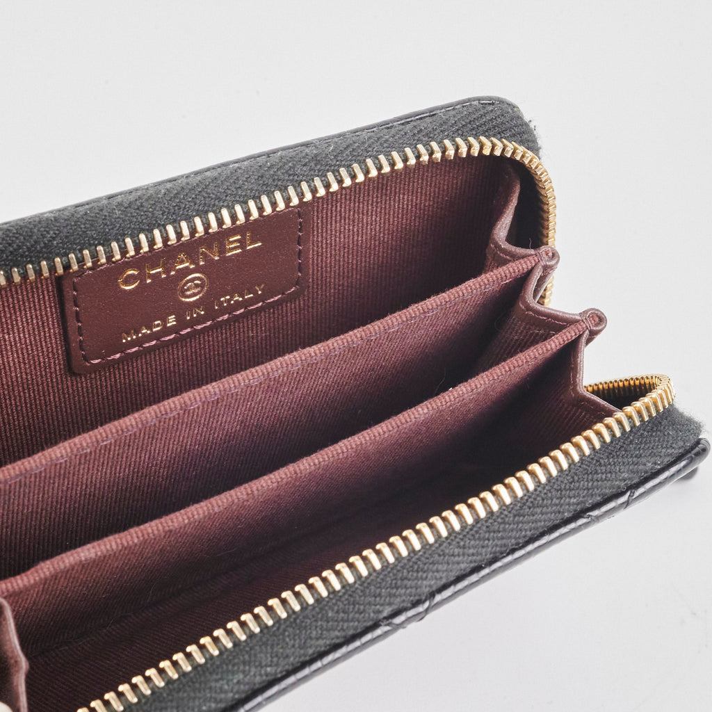 Chanel Zipper Card Holder Caviar Black