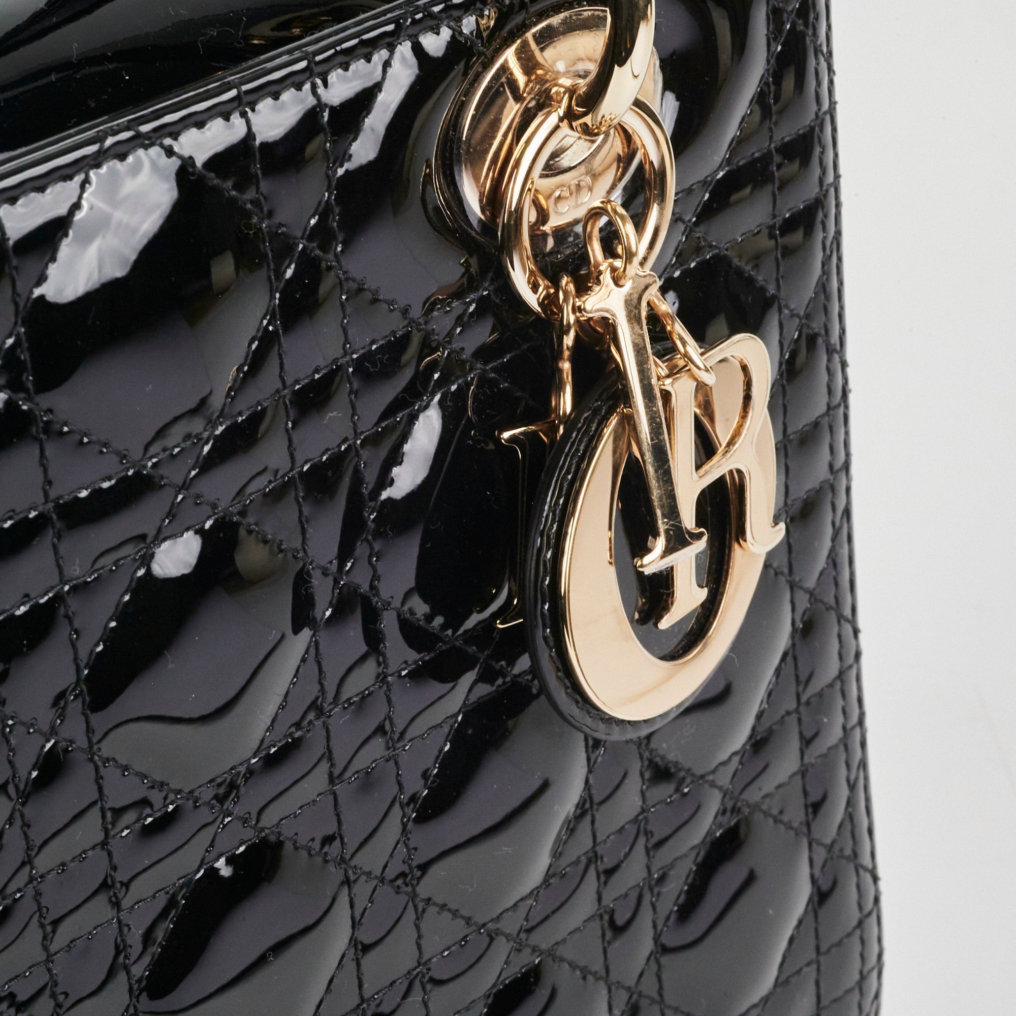 Dior Medium Lady Dior Patent Black
