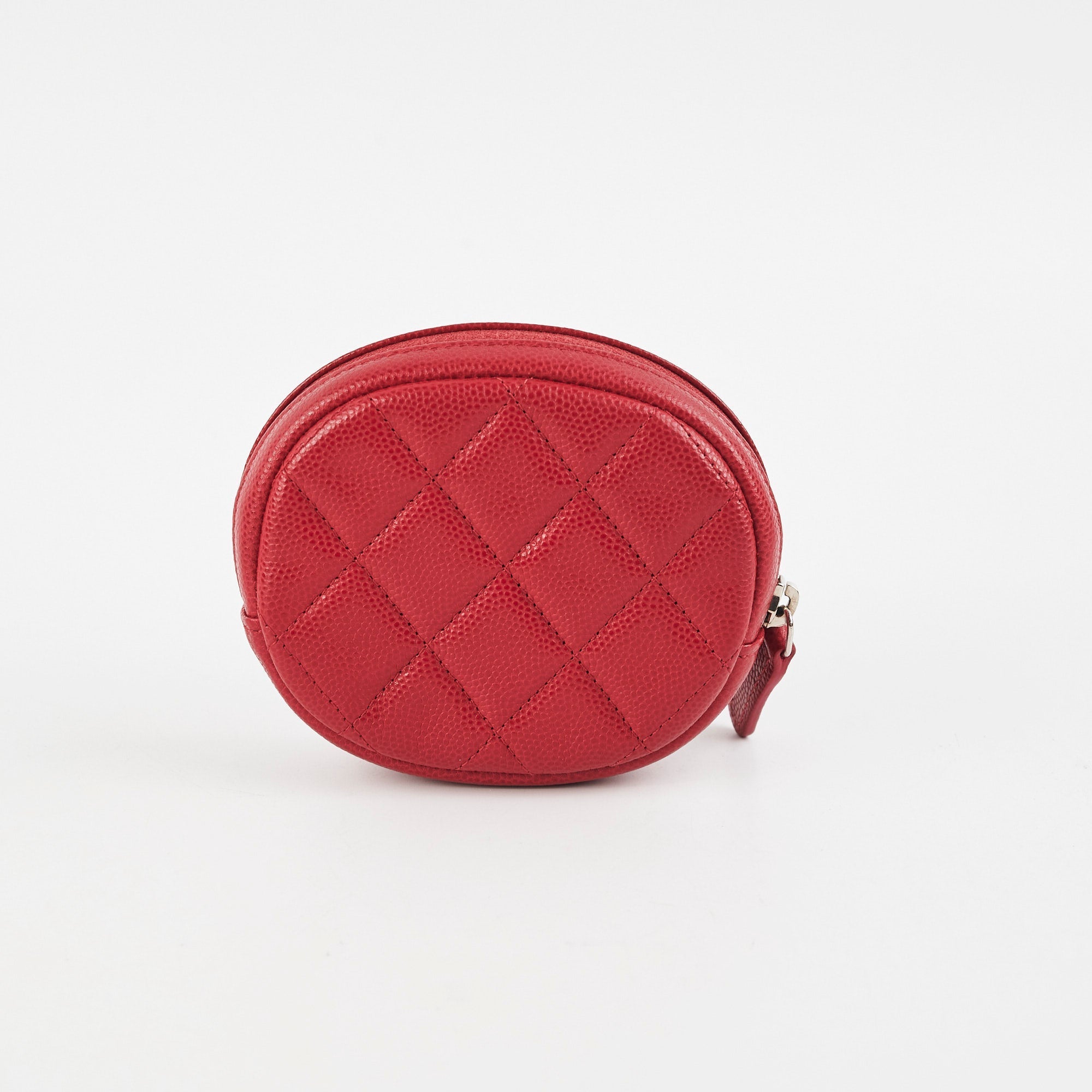 Chanel Round Red Caviar Coin Pouch