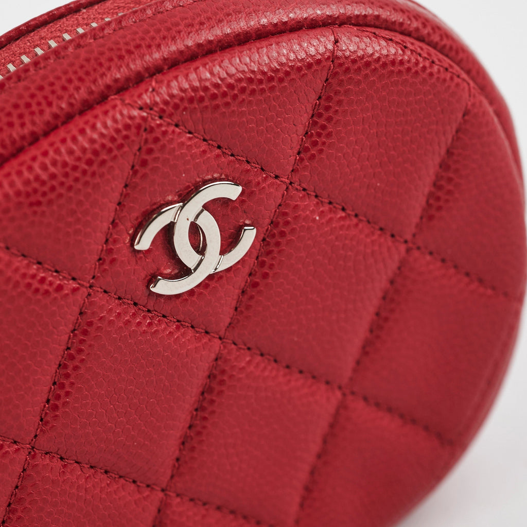 Chanel Round Red Caviar Coin Pouch