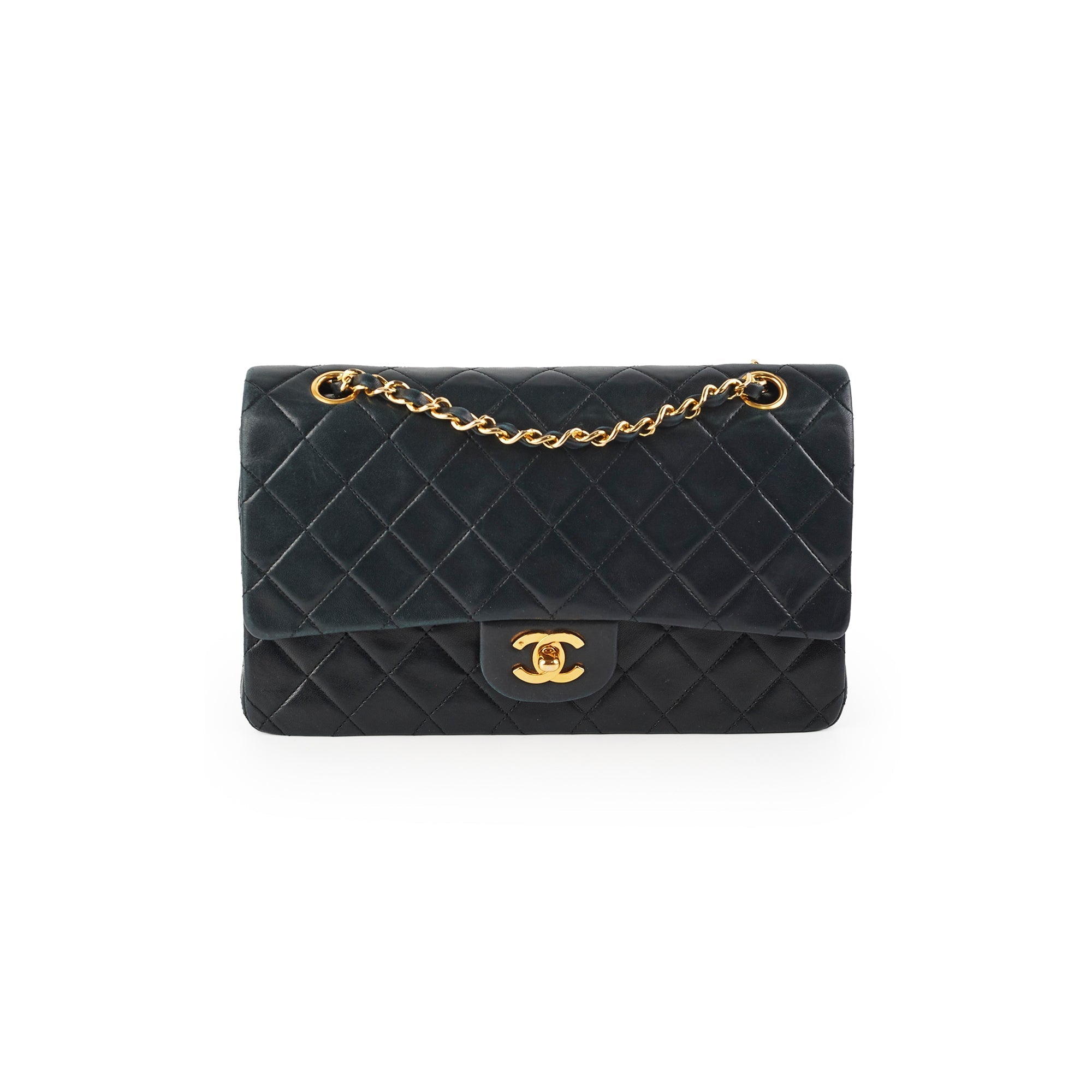 Chanel Vintage Quilted Lambskin Medium/Large Black 24K