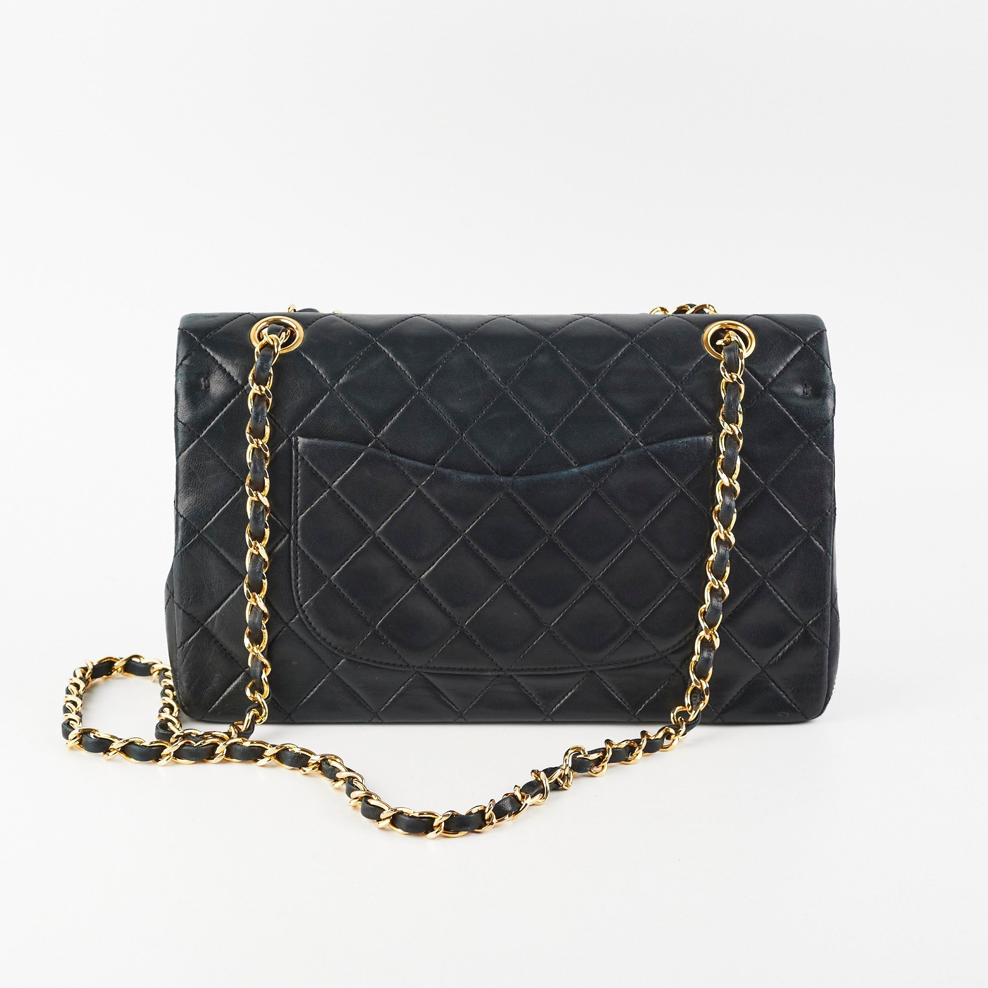 Chanel Vintage Quilted Lambskin Medium/Large Black 24K
