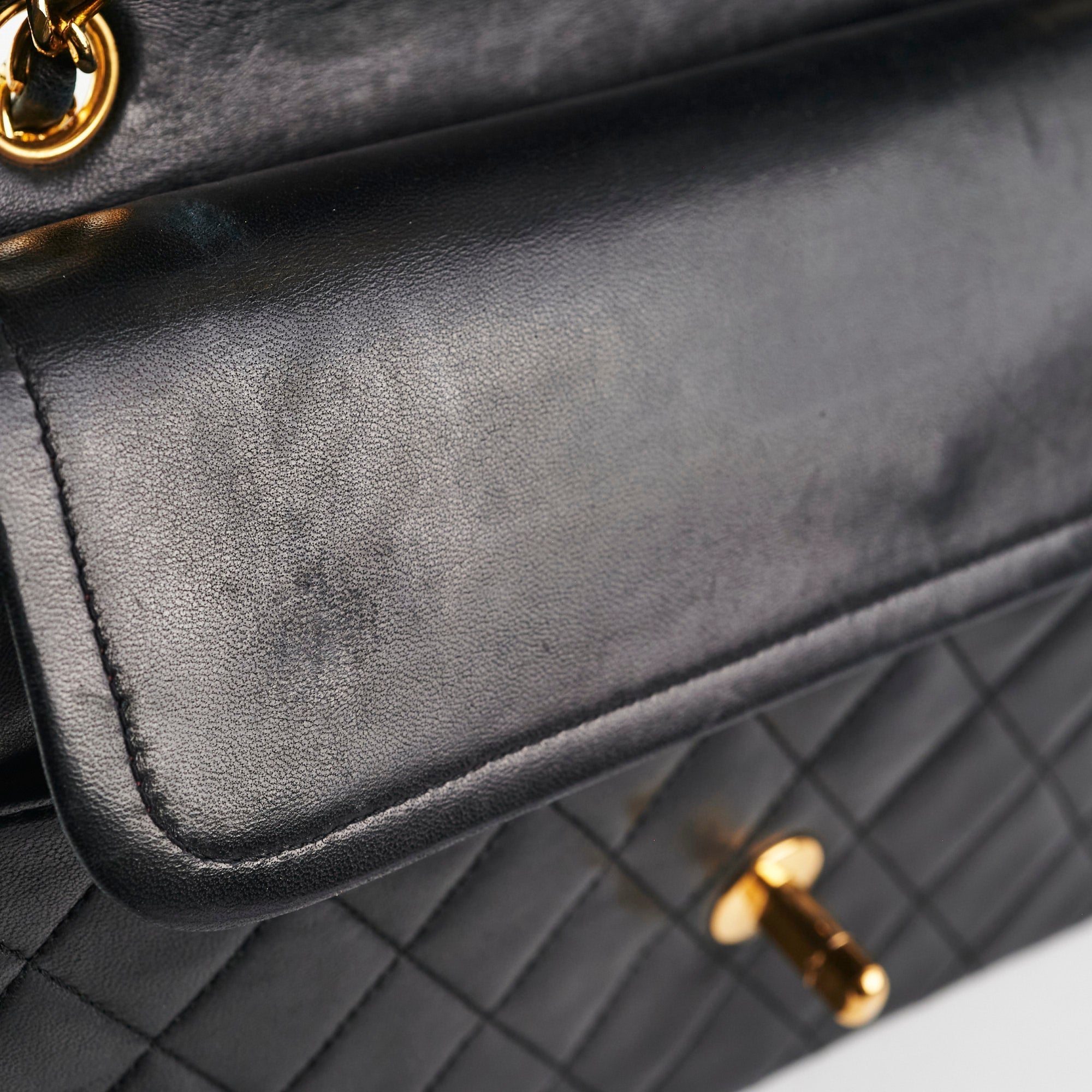 Chanel Vintage Quilted Lambskin Medium/Large Black 24K
