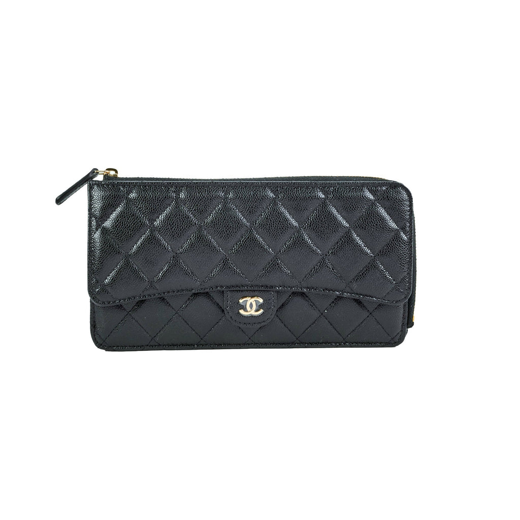 Chanel Long Cardholder Wallet Caviar Black