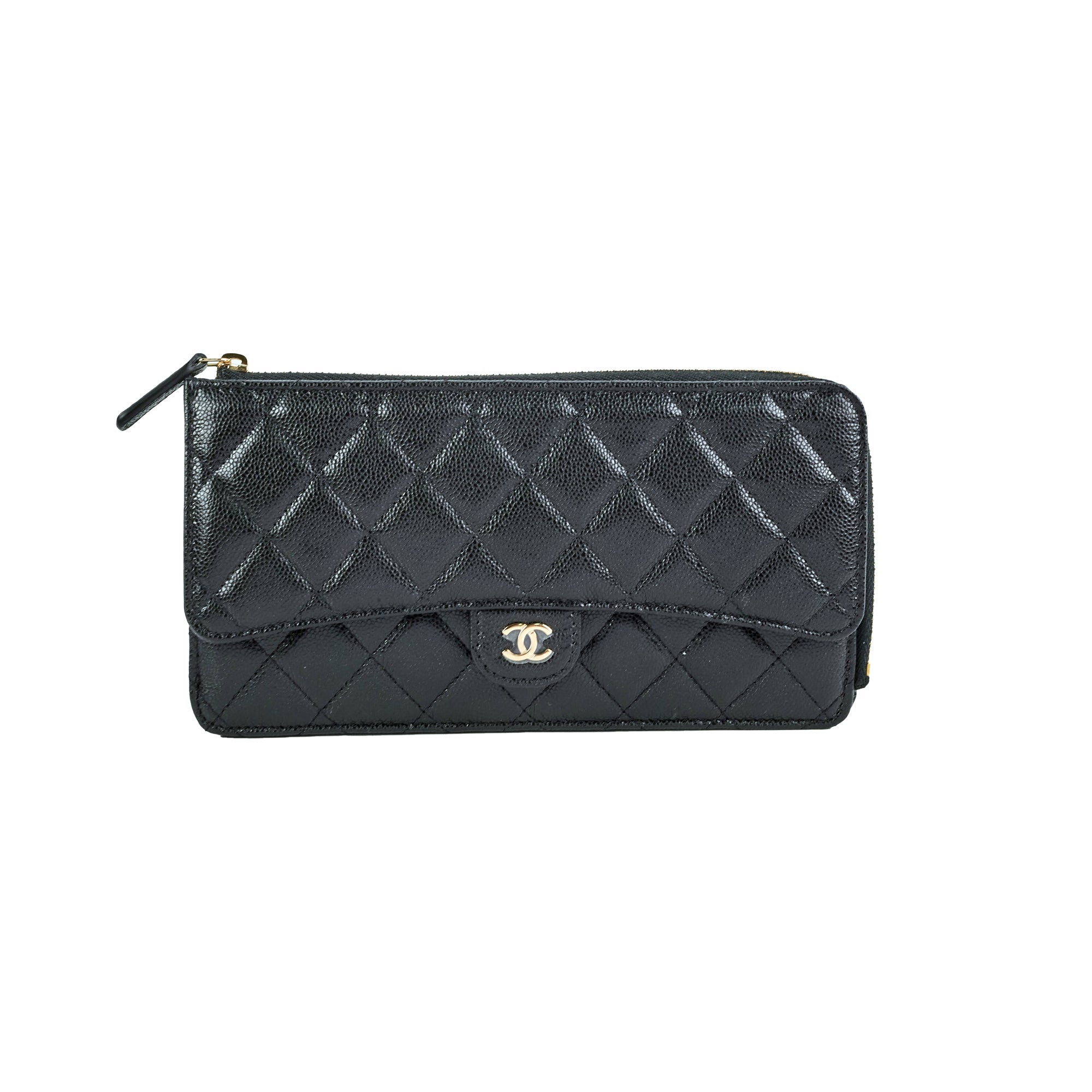 Chanel Long Cardholder Wallet Caviar Black