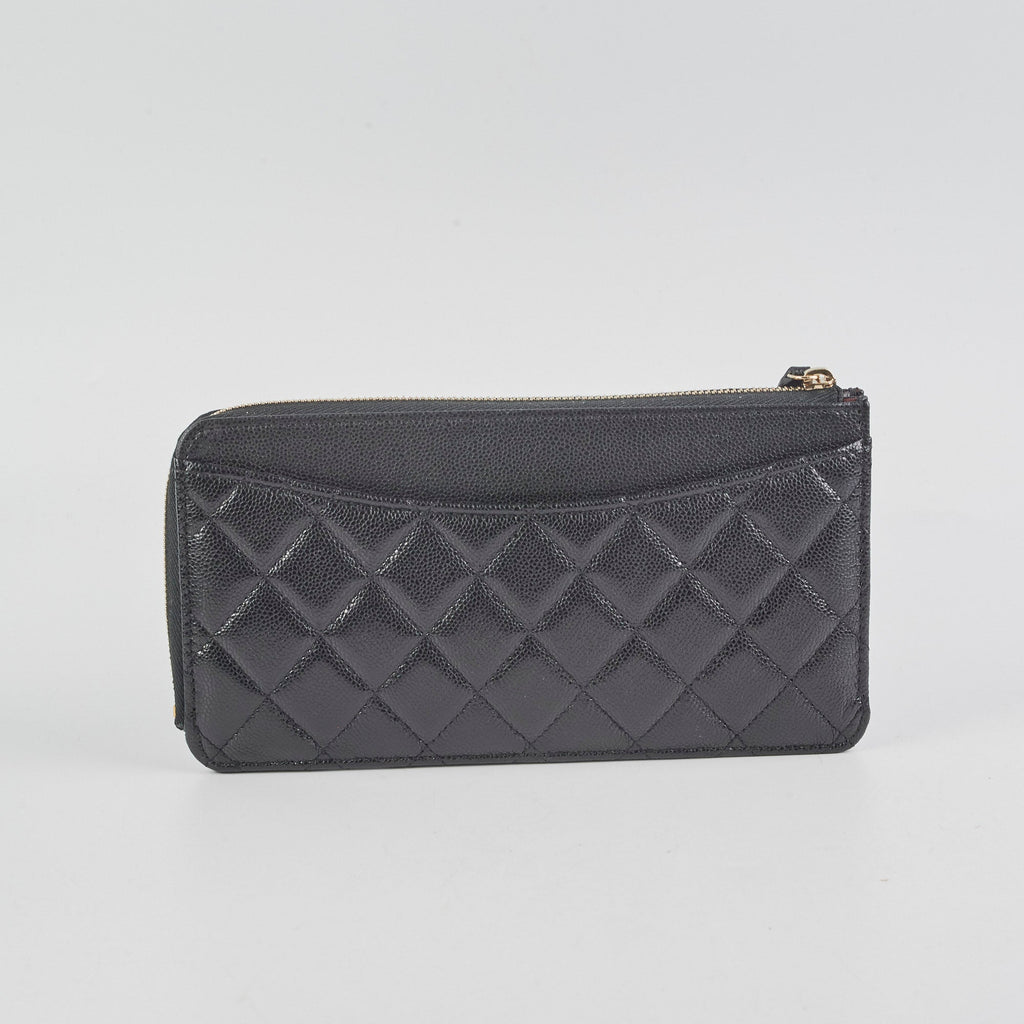 Chanel Long Cardholder Wallet Caviar Black