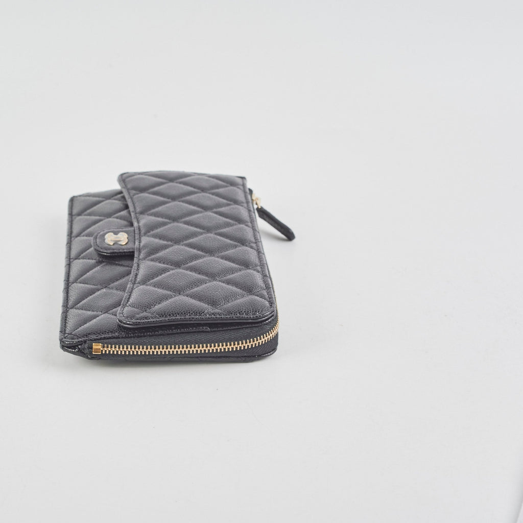Chanel Long Cardholder Wallet Caviar Black